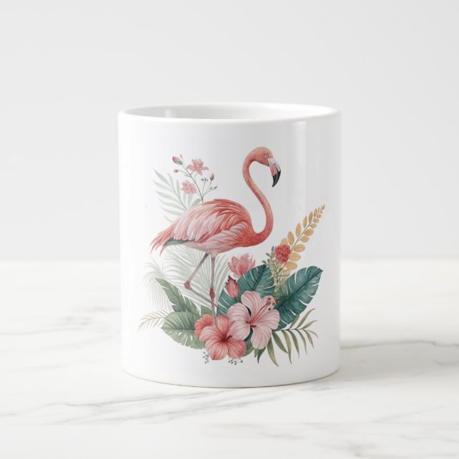 Grande Tasse Flamant Avec Fleurs (Devant)