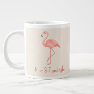 Grande Tasse Flamant rose de levage et flamingle - Beige doux T