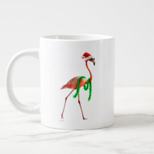 Grande Tasse Flamant rose de Noël sur la plage