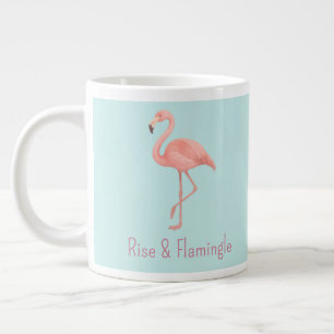 Grande Tasse Flamant rose rose de levage et flamingle - bleu cl