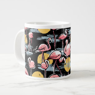 Grande Tasse Flamant rose rose et coucher de soleil Tango tro