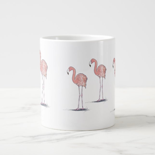 Grande Tasse Flamants roses roses amusants Stylo et dessin coul (Devant)