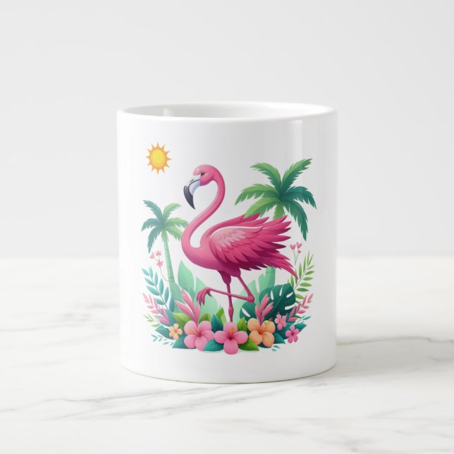 Grande Tasse Flamingo rose tropicale/Floride (Devant)