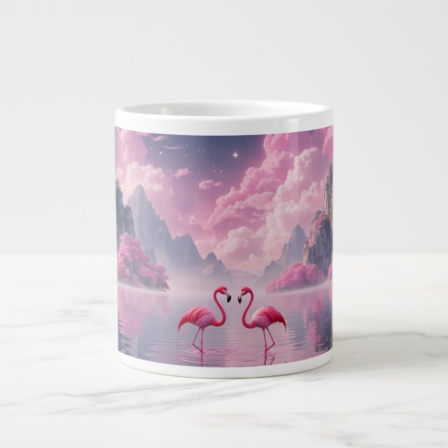 Grande Tasse Flamingos dans un monde de rêve (Devant)