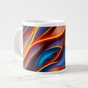 Grande Tasse Flammes rouges bleues Abstraites