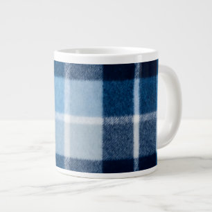 Grande Tasse Flanelle à Carreaux Bleu Blanc Confortable