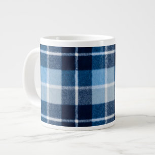 Grande Tasse Flanelle à Carreaux Bleu Blanc Confortable