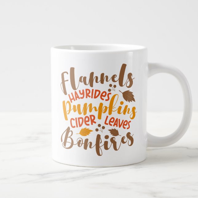 Grande Tasse Flannels Hay Rides Citrouille cidre Feuilles Bonfi (Droite)