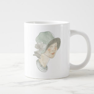 Grande Tasse Flapper Fashion Sketch - Femme avec Casquette