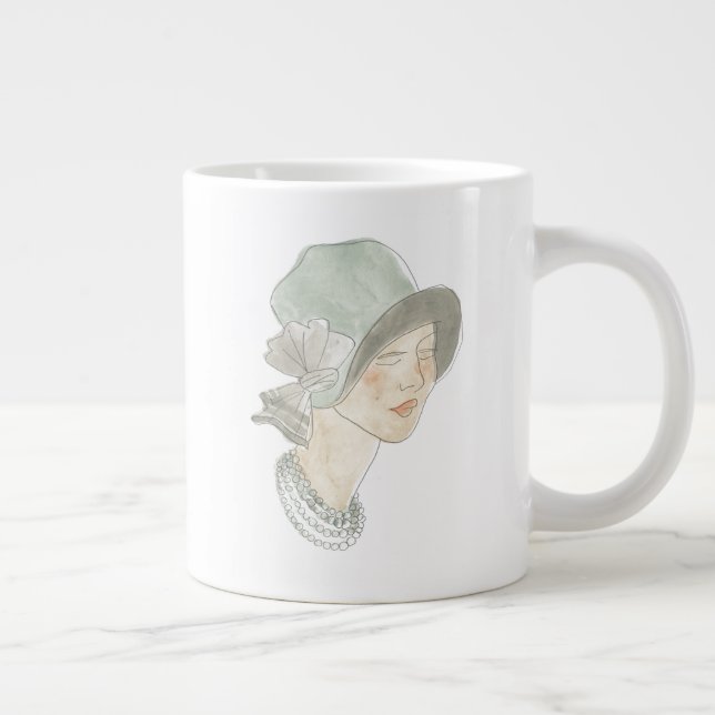 Grande Tasse Flapper Fashion Sketch - Femme avec Casquette (Droite)