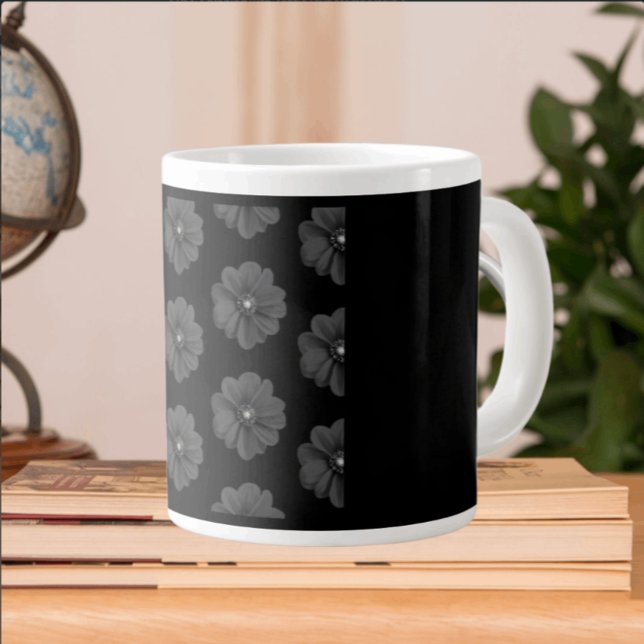 Grande Tasse Fleur illustrée en Motif gris-noir" (Créateur téléchargé)