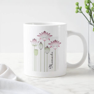 Grande Tasse Fleur Lotus Rose Personnalisée