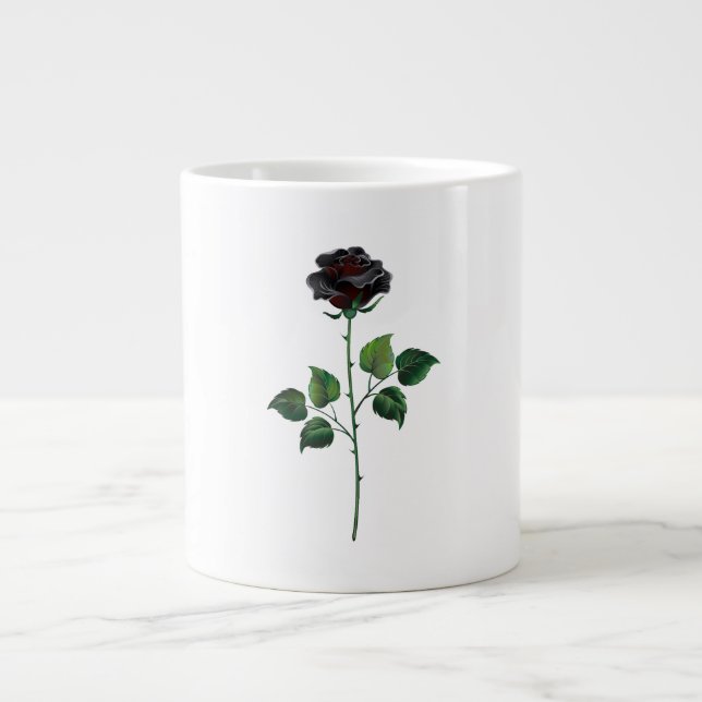 Grande Tasse Fleur rose noire (Devant)
