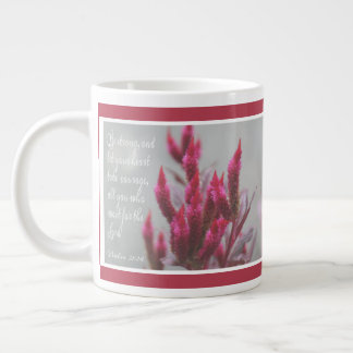 Grande Tasse Fleur rose, vers de Psaume 31:24