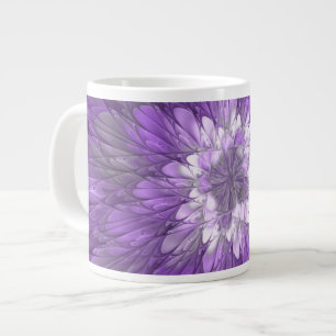Grande Tasse Fleur Violette Psychedelique Art Fractal Abstrait