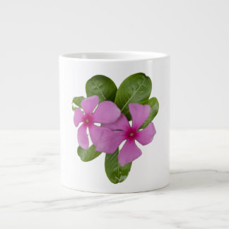 Grande Tasse Fleurs à perches roses avec Feuilles verts