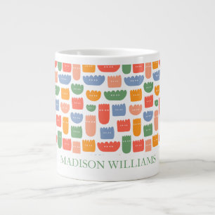 Grande Tasse Fleurs Abstraites Colorées Personnalisées Rétro