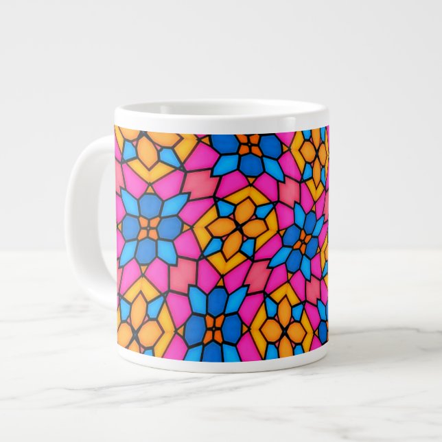 Grande Tasse Fleurs Abstraites en verre (Devant gauche)