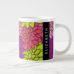Grande Tasse Fleurs Dahlia, Fleurs Colorées, Votre Nom