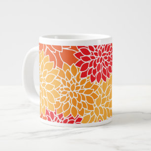 Grande Tasse Fleurs Dahlia, Motif De Fleurs, Dahlia Orange