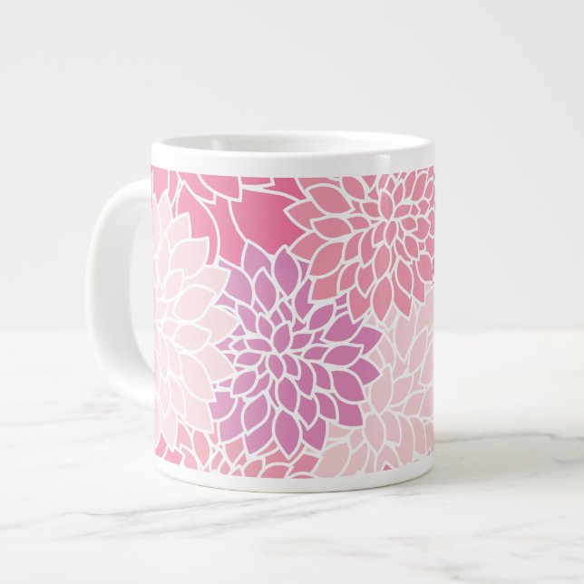 Grande Tasse Fleurs Dahlia, Motif De Fleurs, Dahlia Rose (Devant gauche)