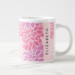 Grande Tasse Fleurs Dahlia Roses, Motif De Fleurs, Votre Nom