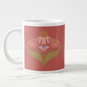 Grande Tasse Fleurs de cône 20 oz, Rose, Corail, Vert