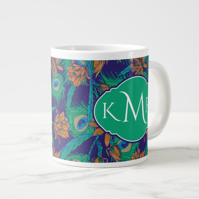 Grande Tasse Fleurs Et Plumes| Monogramme (Devant droit)