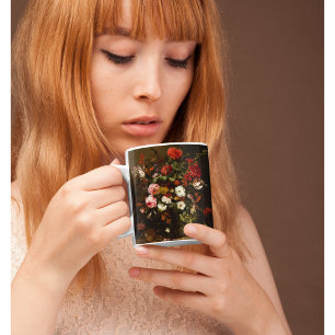 Grande Tasse Fleurs Floral Vintage Art Or Monogrammé Jumbo