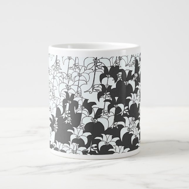 Grande Tasse Fleurs noires et blanches (Devant)