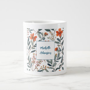 Grande Tasse Fleurs Plaines Rétro Élégantes Et Élégantes Votre