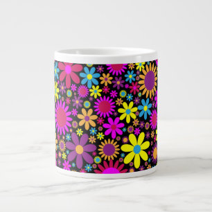 Grande Tasse Fleurs Psychédéliques Vibrantes en Fleur