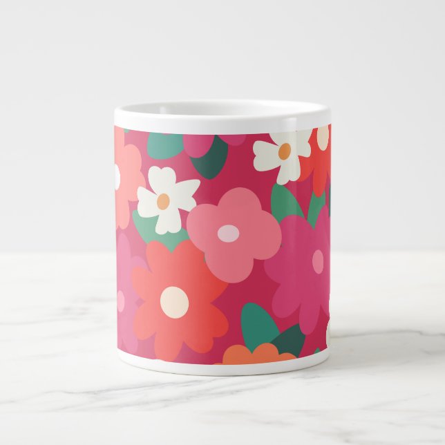 Grande Tasse Fleurs Rétro Colorées Mignonnes         (Devant)
