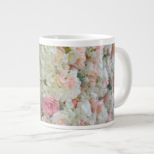Grande Tasse Fleurs roses blanches et roses