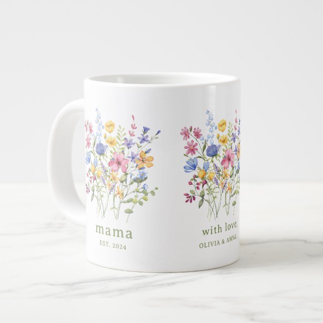 Grande Tasse Fleurs sauvages colorés tendance | Maman (Devant gauche)