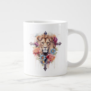 Grande Tasse Fleurs Sauvages Jésus Lion de Dieu Chrétien