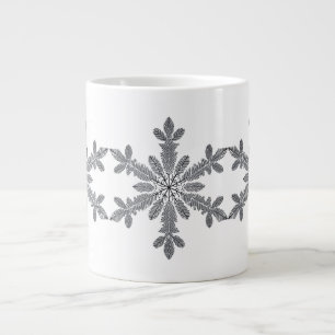 Grande Tasse Flocon de neige botanique foncé sur noir