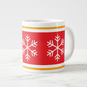 Grande Tasse Flocons nordiques bandes rouge vif orange blanc