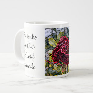 Grande Tasse Floral avec Verse d'écritures, Rose de "verre ten