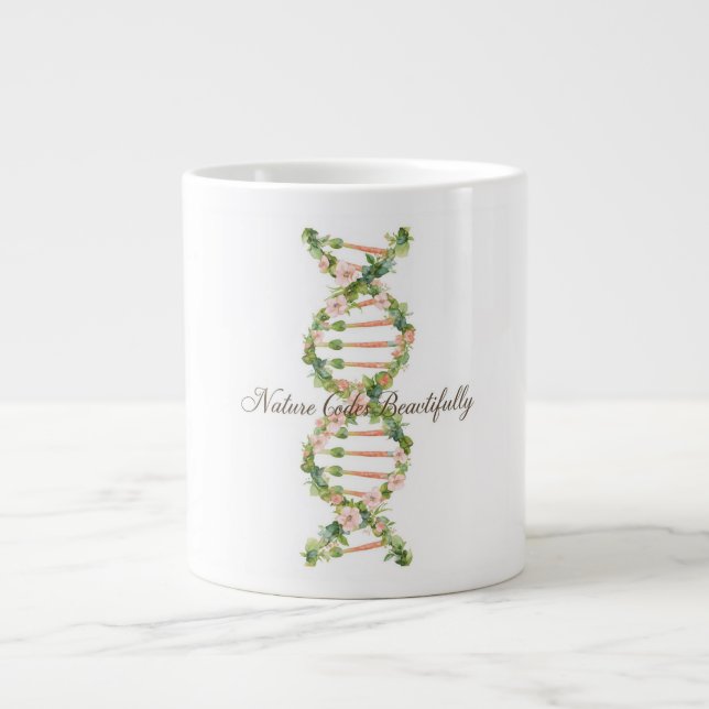 Grande Tasse Floral DNA Helix Watercolor Art (Devant)