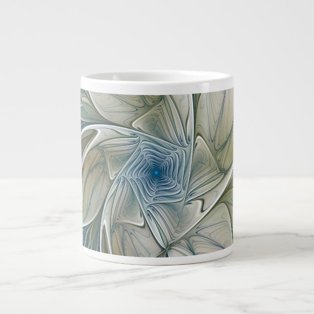 Grande Tasse Floral Dream Pattern Abstract Blue Khaki Fractal (Devant)
