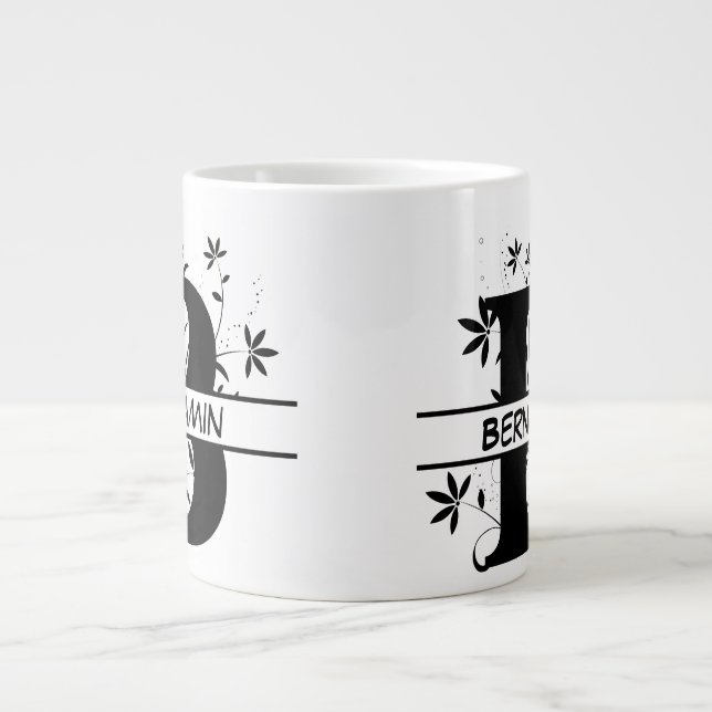Grande Tasse Floral Fractionné Alphabet Customisé Lettre B (Devant)