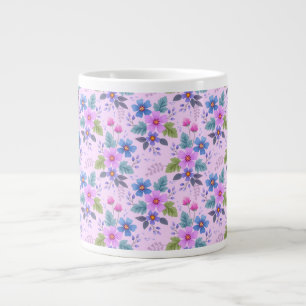 Grande Tasse Floral Rose Violet Fleurs Motif-36841
