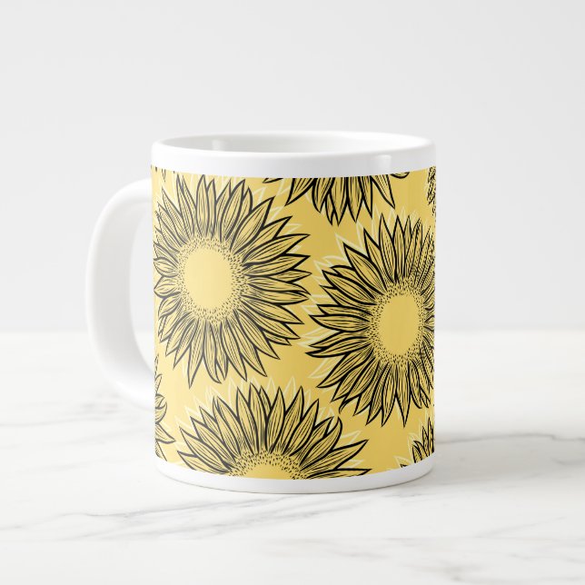Grande Tasse Flore Rustique Tournesol Main tiré (Devant gauche)