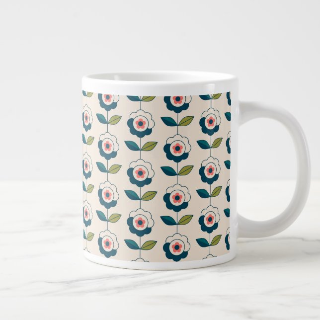 Grande Tasse Flore turquoise rétro (Droite)