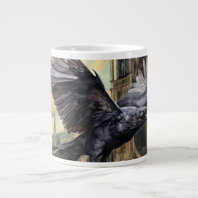Grande Tasse Flying Raven et la cathédrale gothique médiévale (Devant)