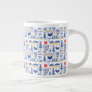 Grande Tasse Folk Art Winter Bird Motif