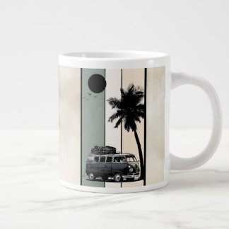 Grande Tasse Fourgonnette de plage rétro vintage et palmier