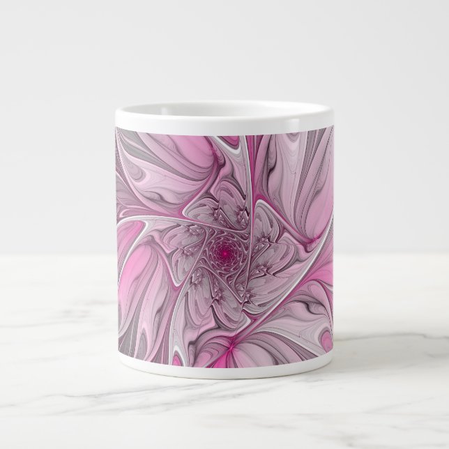 Grande Tasse Fractal Art Rose Flower Dream, Imaginaire Floral (Devant)
