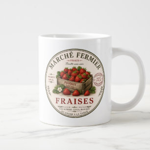 Grande Tasse Fraises de marché vintage de paysans français